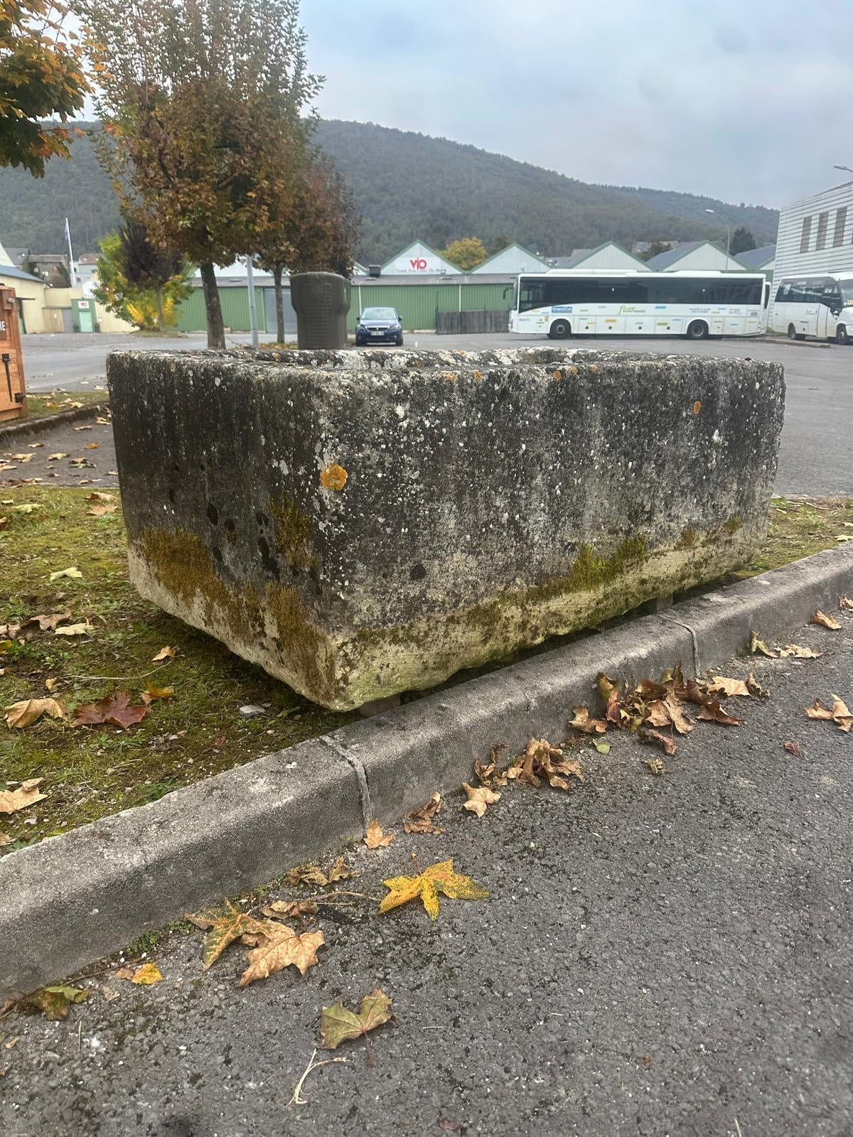 Rectangular Antique Stone Trough with Natural Patina | Authentic Garden Feature