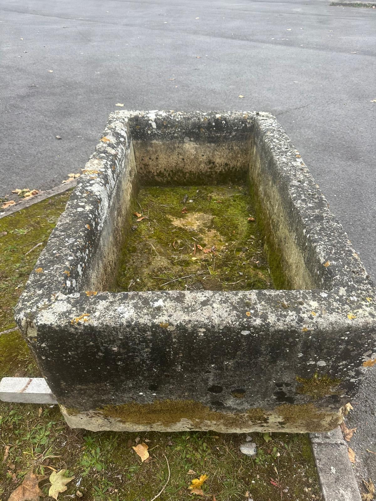 Rectangular Antique Stone Trough with Natural Patina | Authentic Garden Feature
