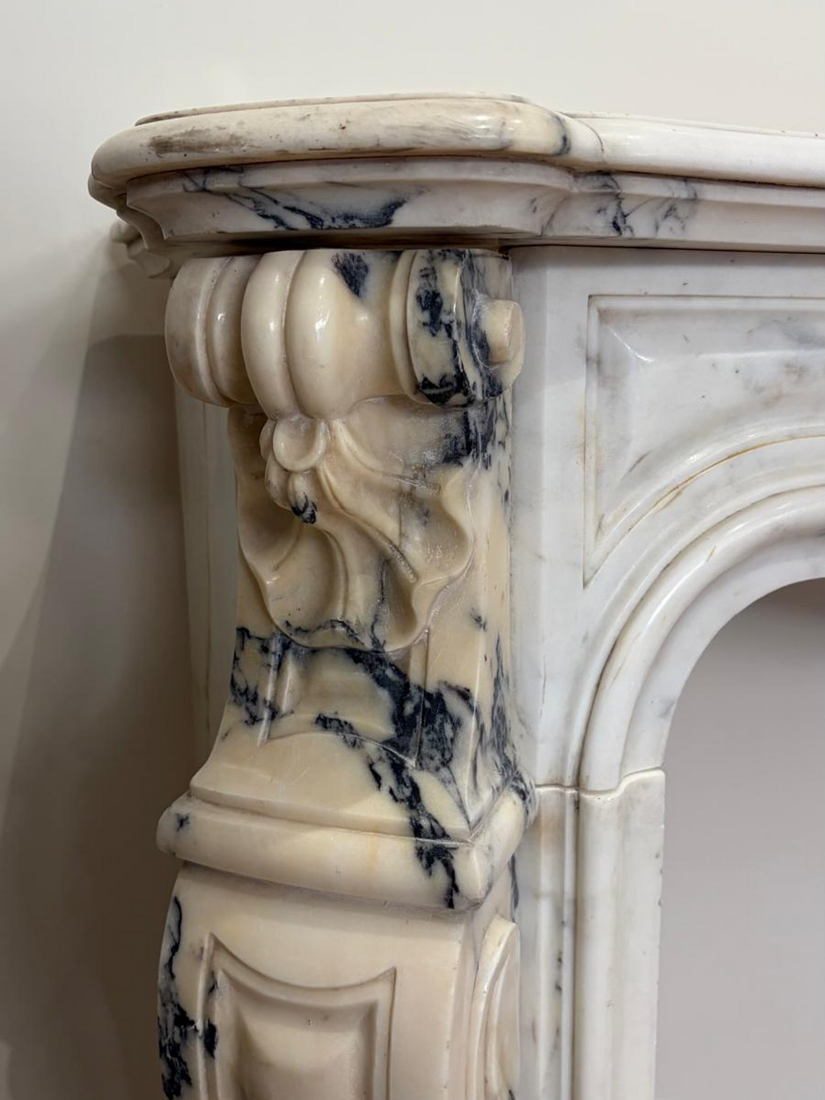 Antique Paonazzo marble fireplace circa 19th century