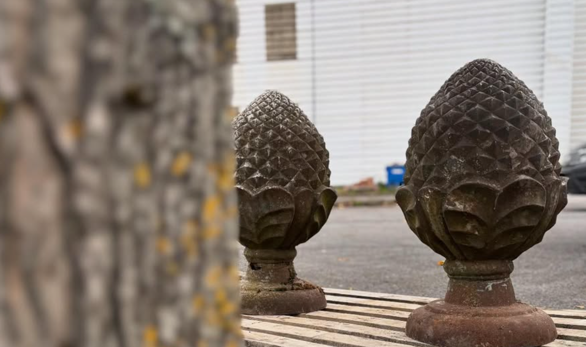 Pair of Antique Cast Iron Pinecone Finials | Architectural Garden Elements