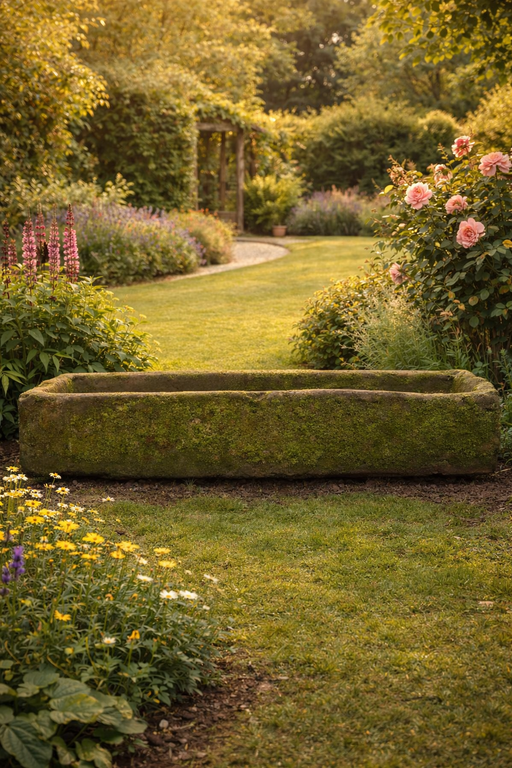 Antique natural stone planter | Authentic and prestigious decorative garden feature