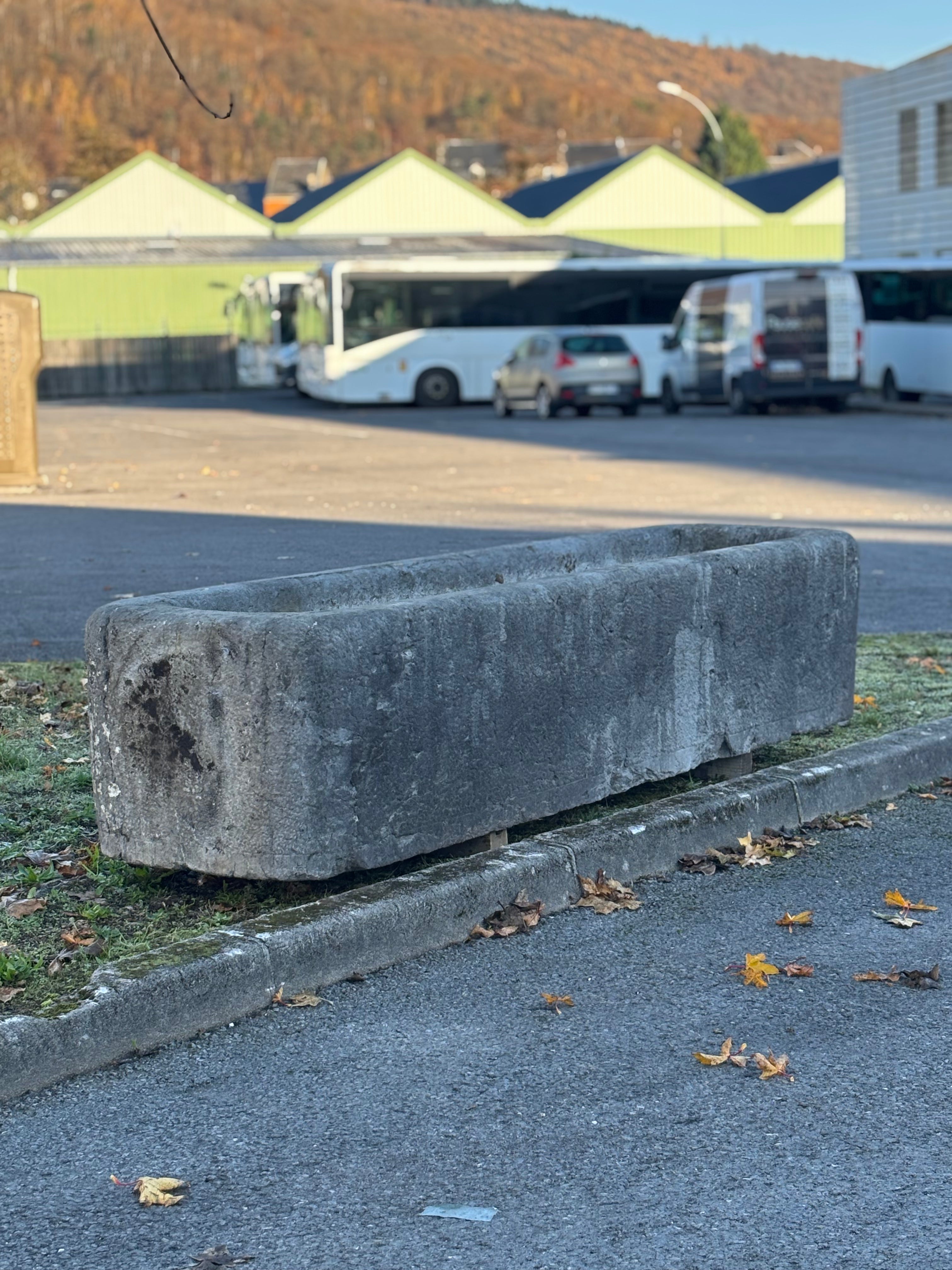 Antique Blue Stone Trough | Hand-Carved Architectural Garden Element
