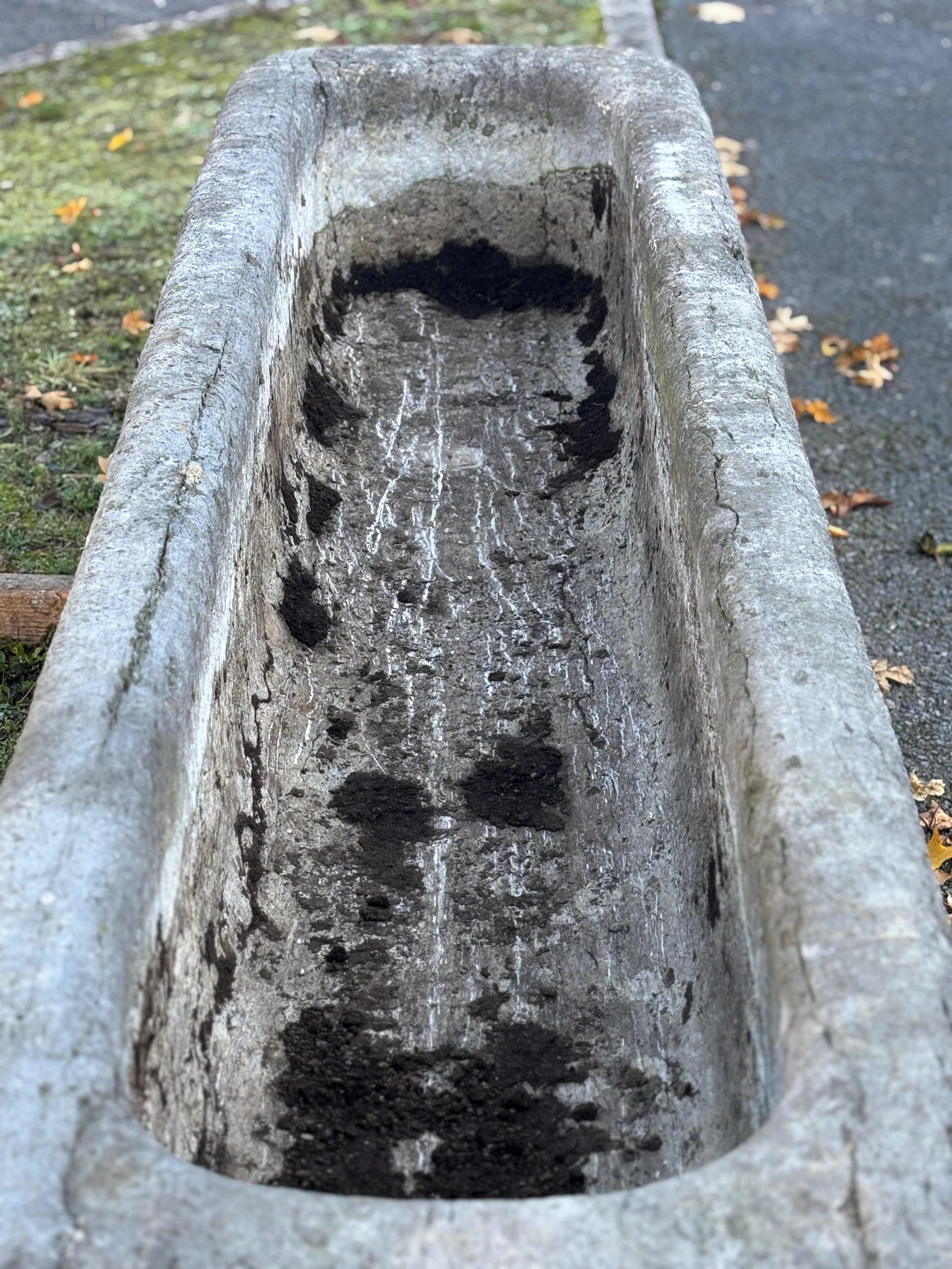 Antique Blue Stone Trough | Hand-Carved Architectural Garden Element