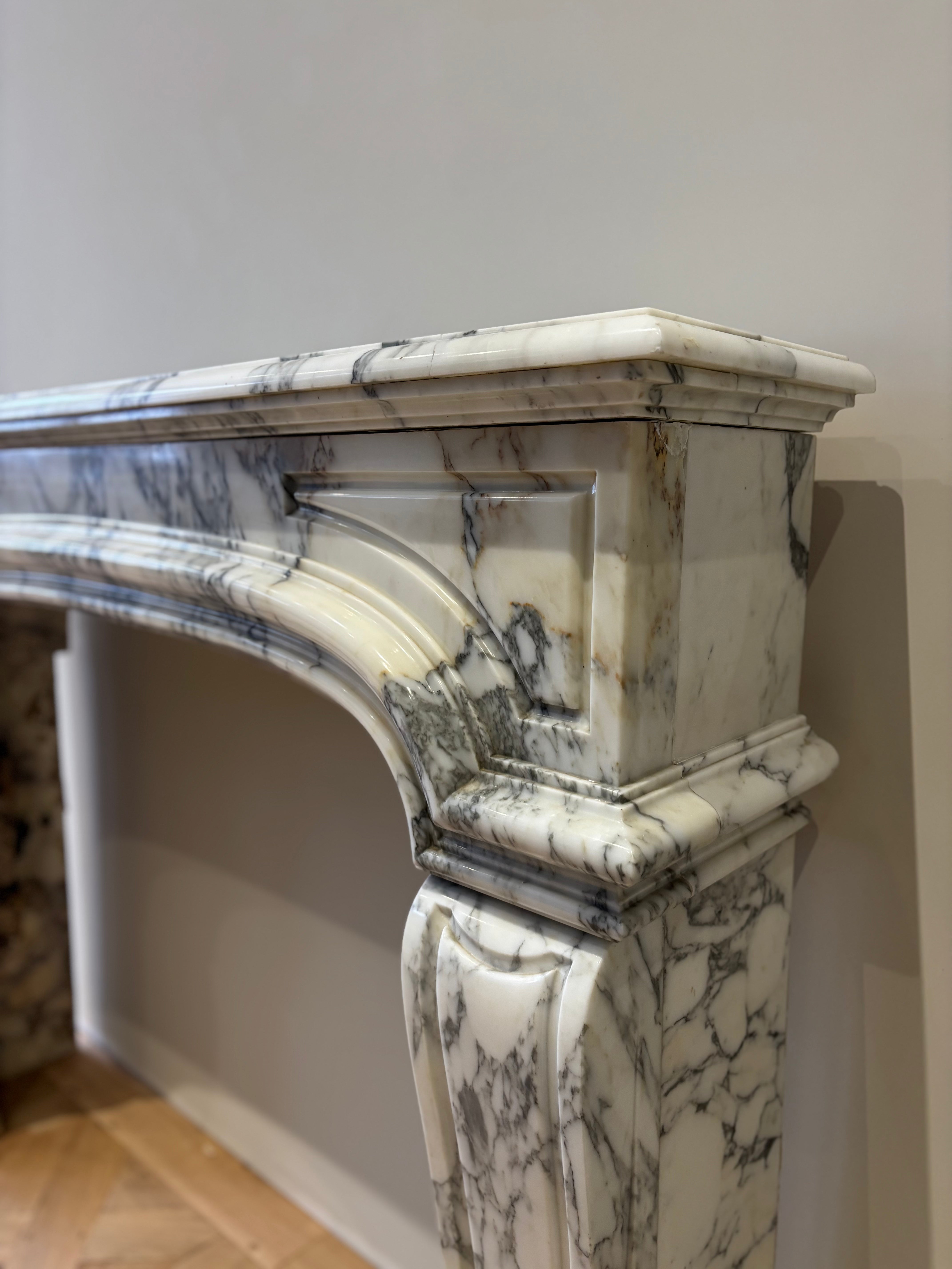 A Magnificent Louis XIV Style Marble Fireplace From The Late 19th Century