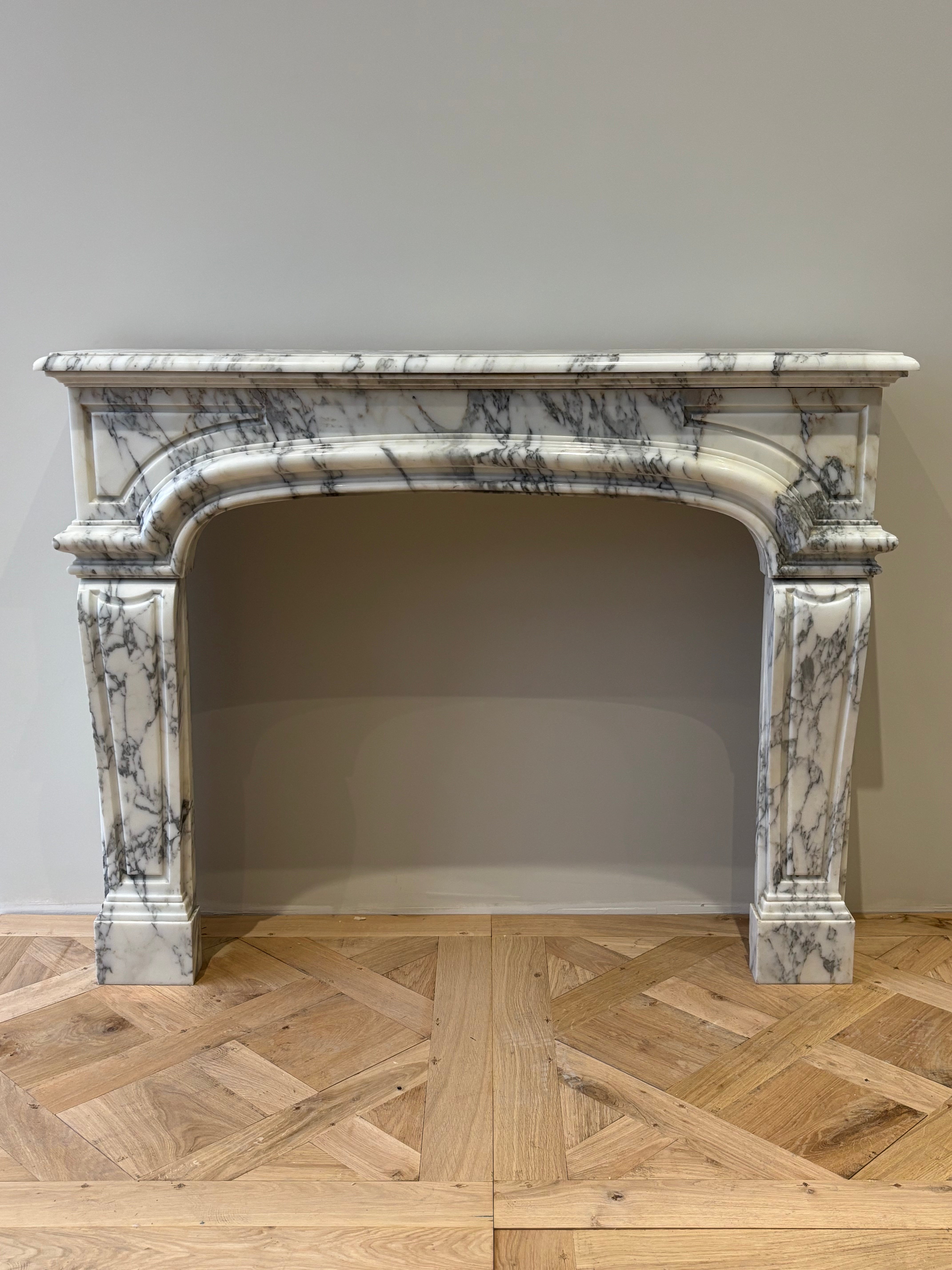 A Magnificent Louis XIV Style Marble Fireplace From The Late 19th Century