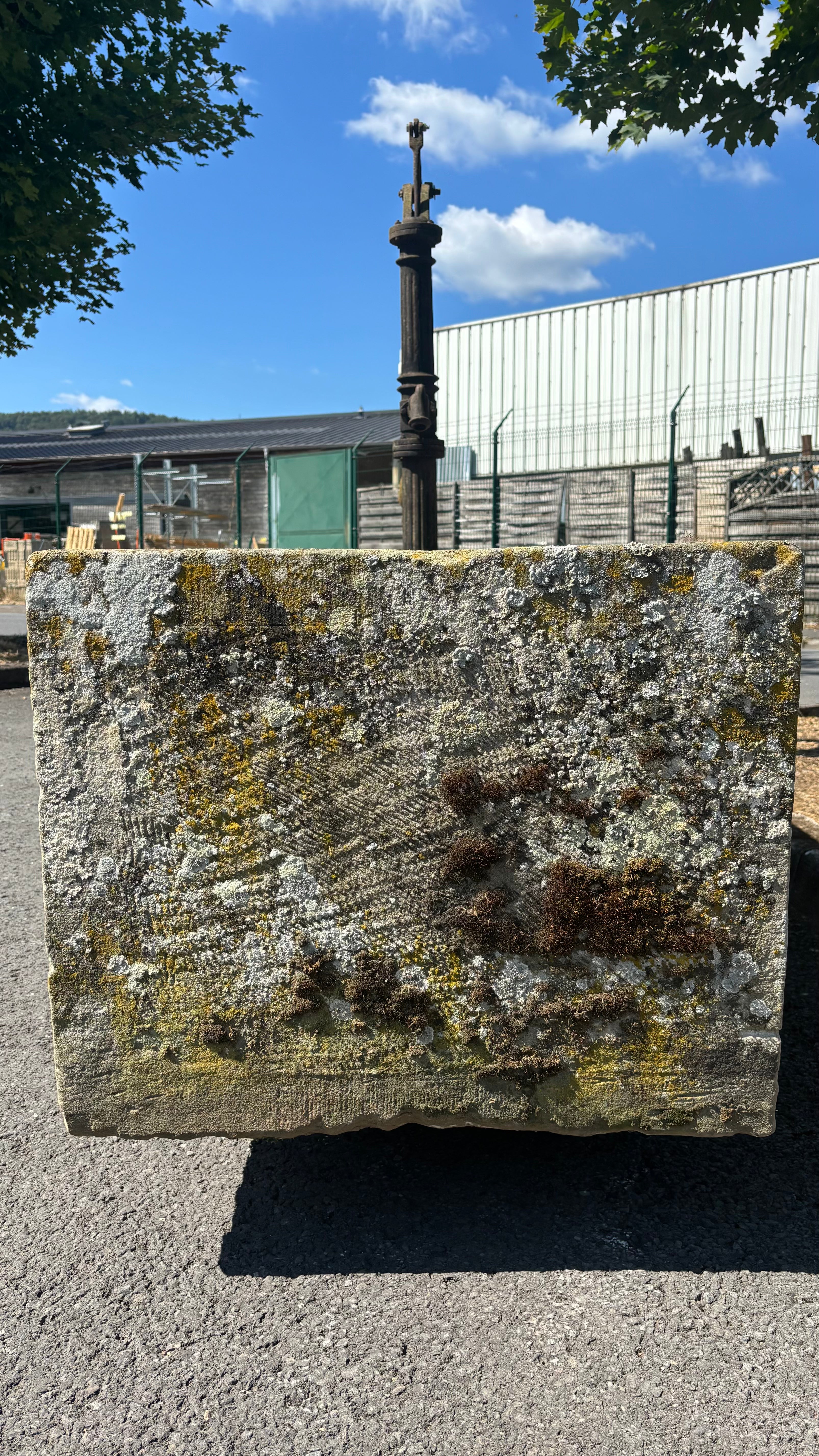 Antique French Stone Trough with Original Hand Pump Circa 1944 | Garden Fountain