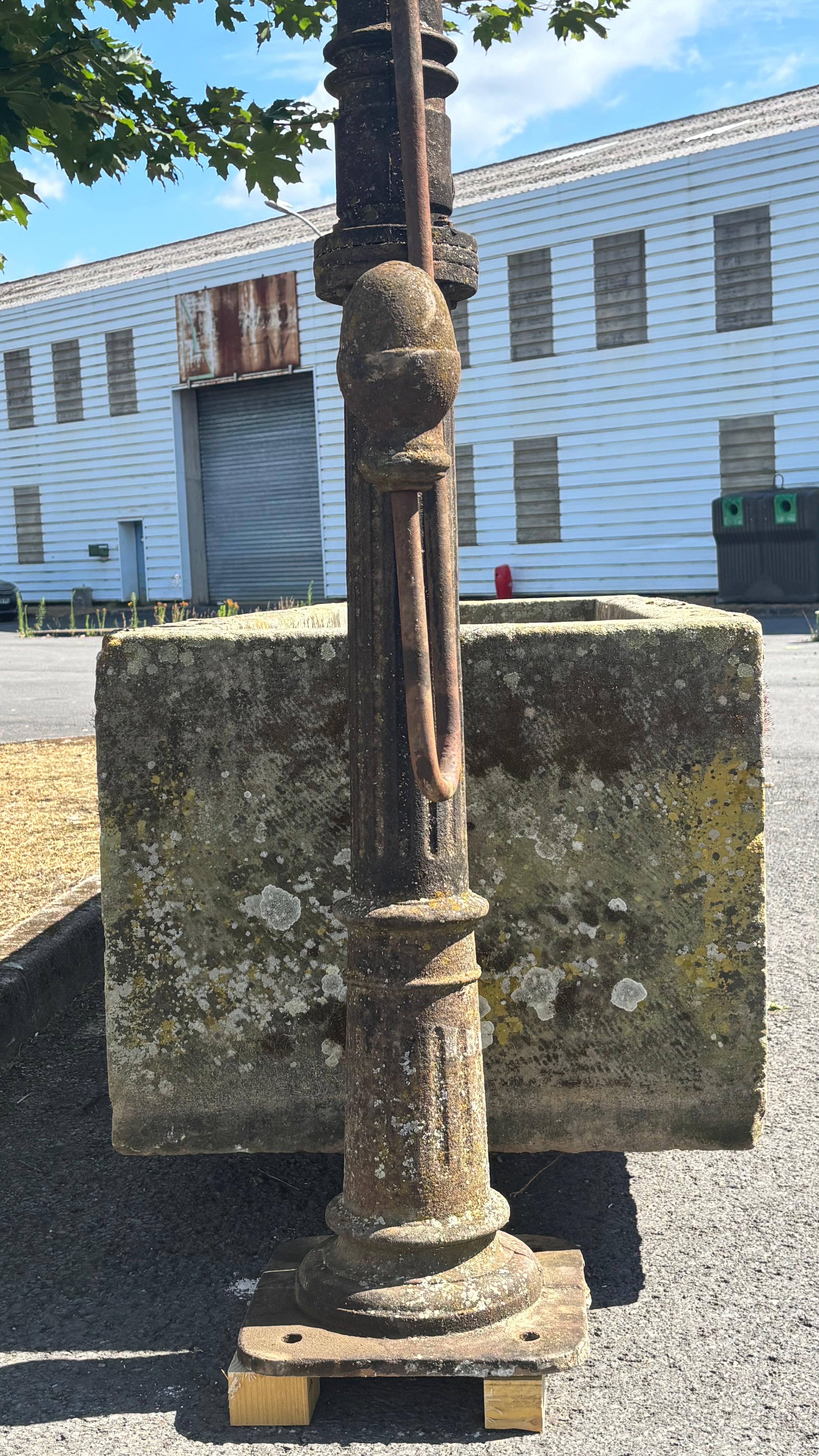 Antique French Stone Trough with Original Hand Pump Circa 1944 | Garden Fountain