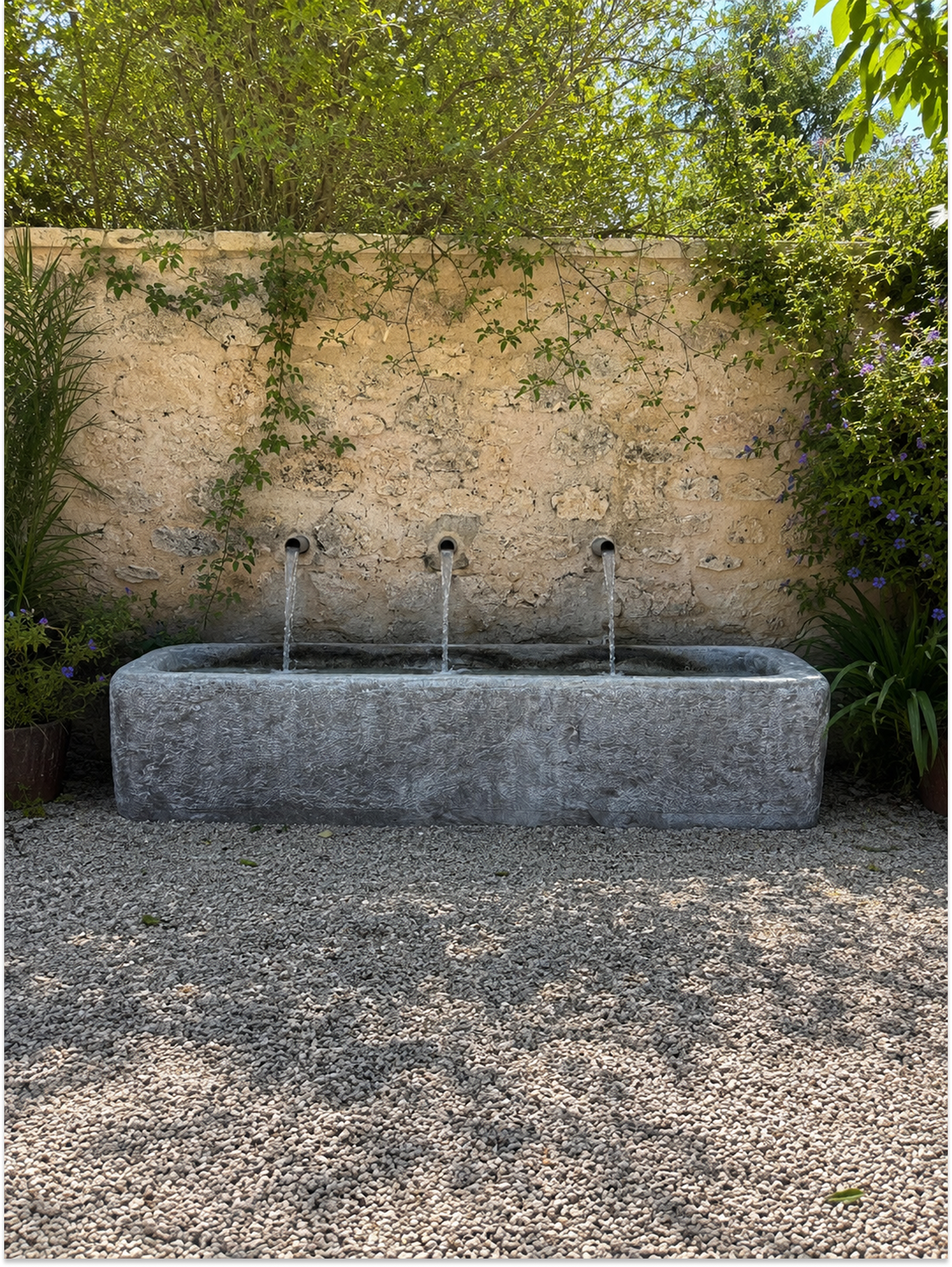 Antique Blue Stone Trough | Hand-Carved Architectural Garden Element