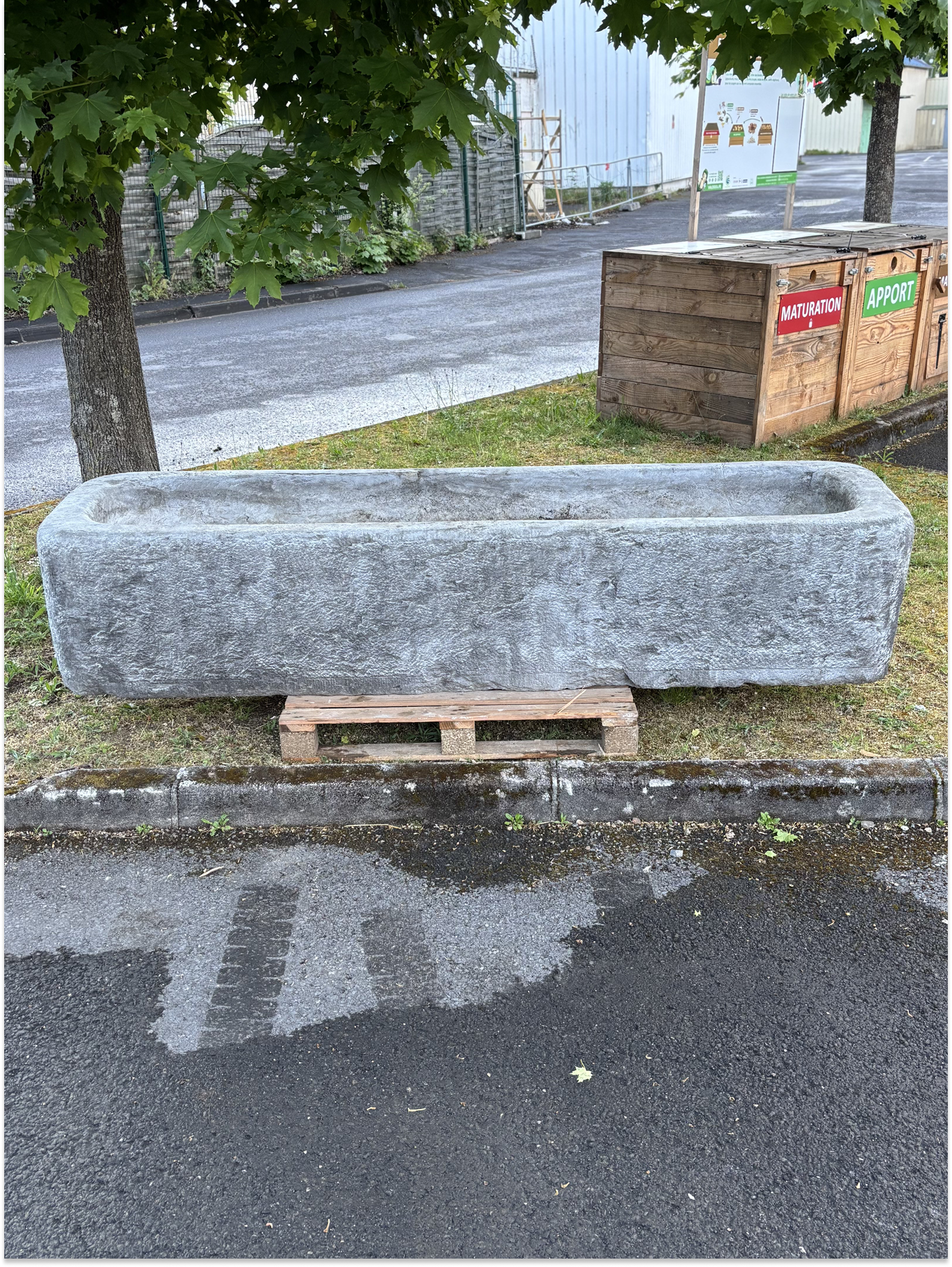 Antique Blue Stone Trough | Hand-Carved Architectural Garden Element