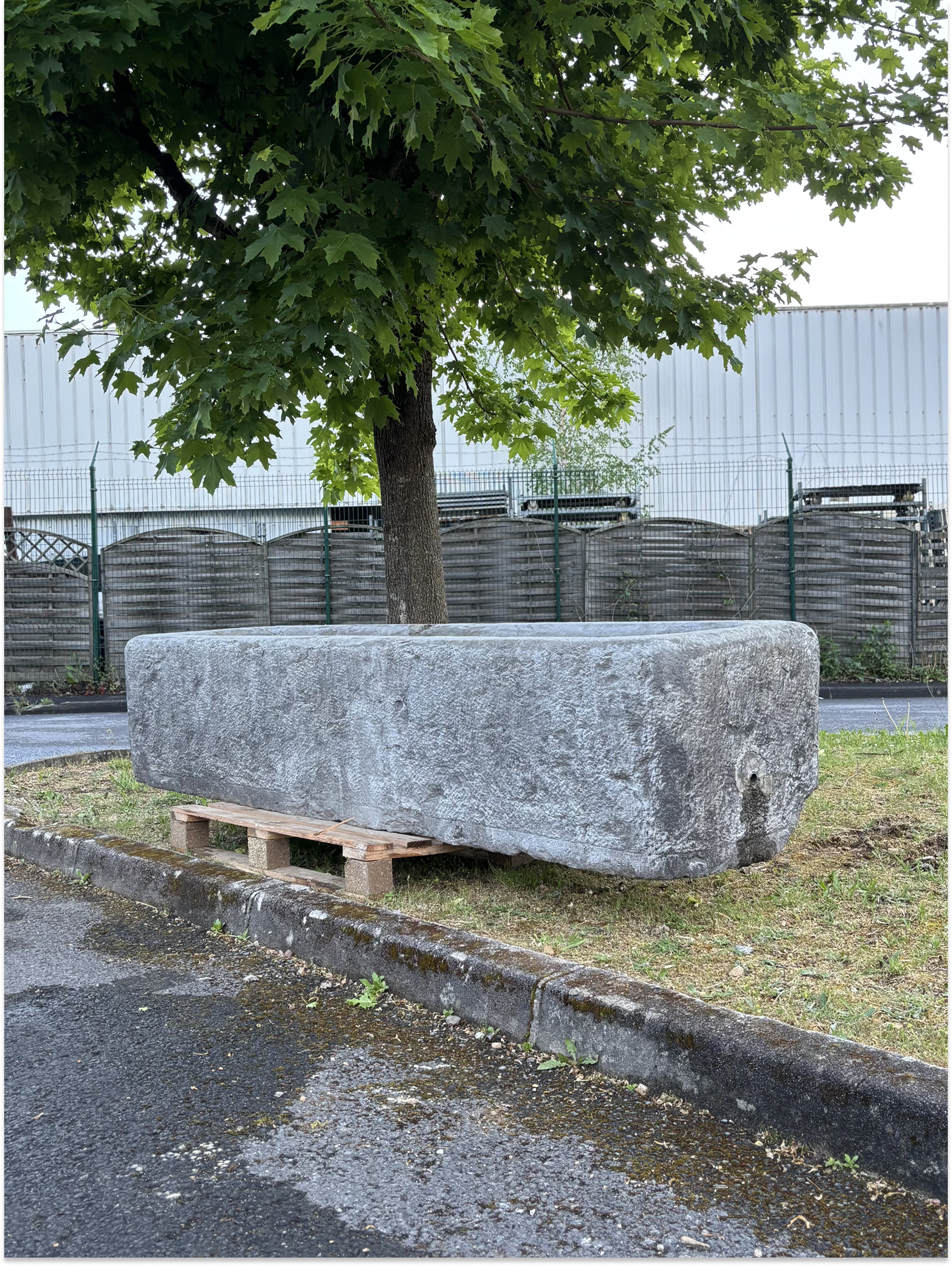 Antique Blue Stone Trough | Hand-Carved Architectural Garden Element