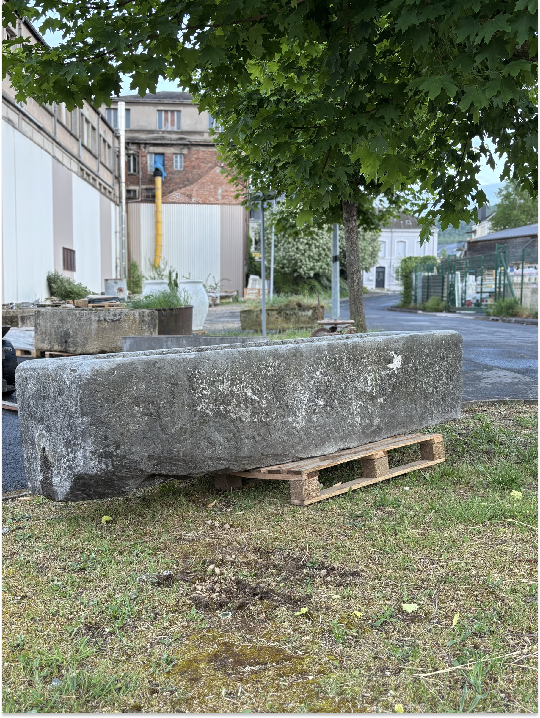 Antique Blue Stone Trough | Hand-Carved Architectural Garden Element