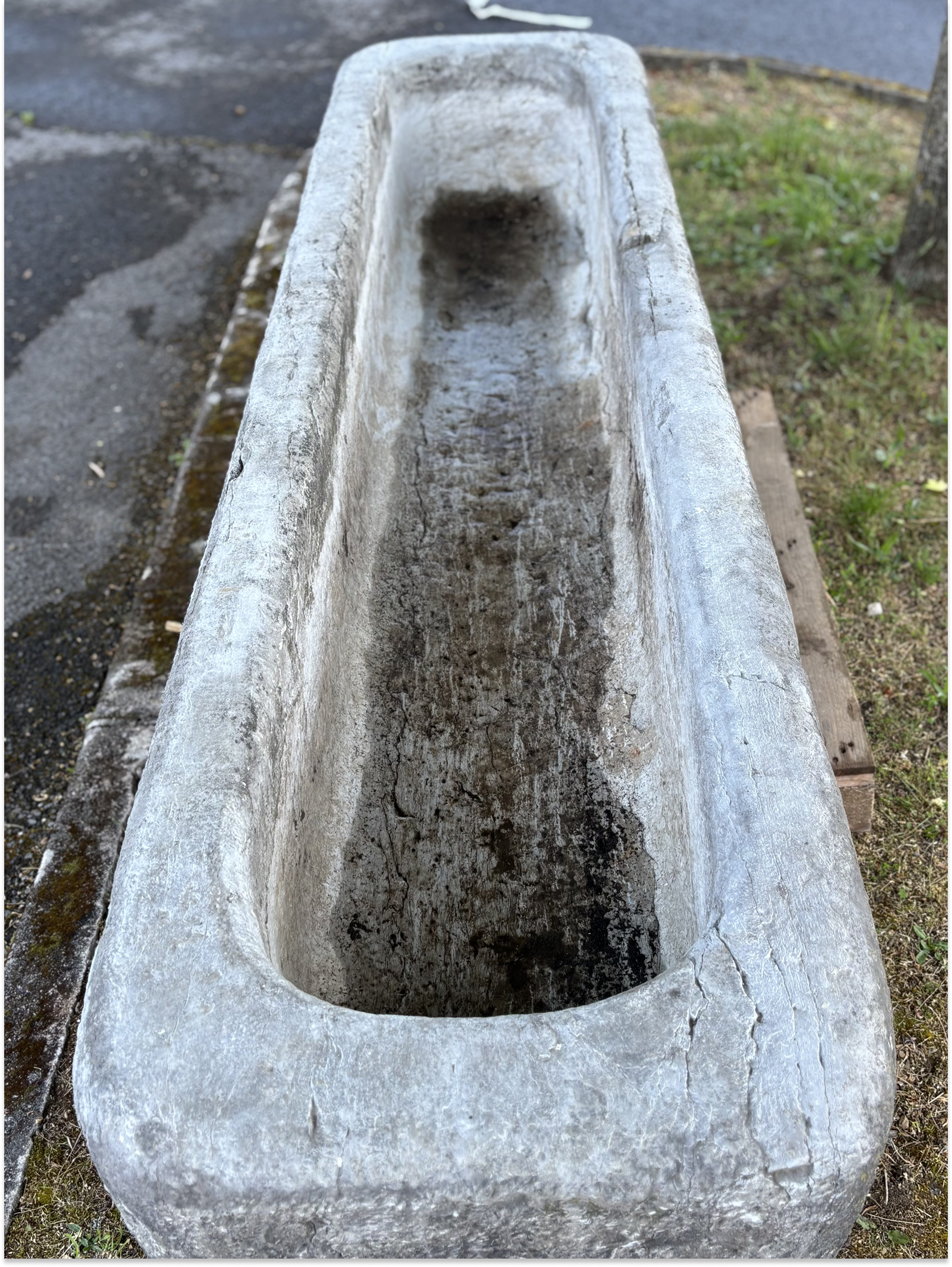 Antique Blue Stone Trough | Hand-Carved Architectural Garden Element