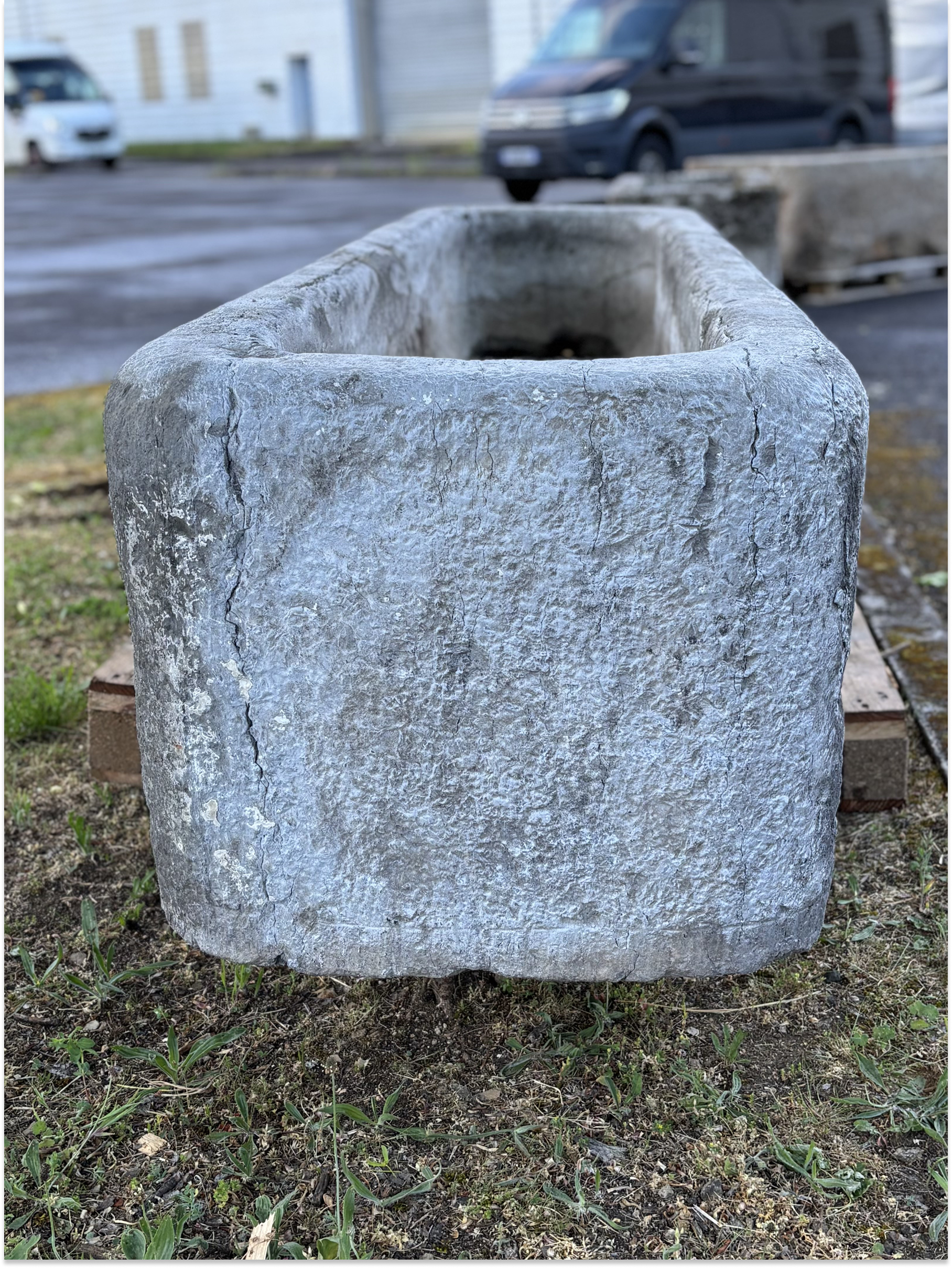 Antique Blue Stone Trough | Hand-Carved Architectural Garden Element