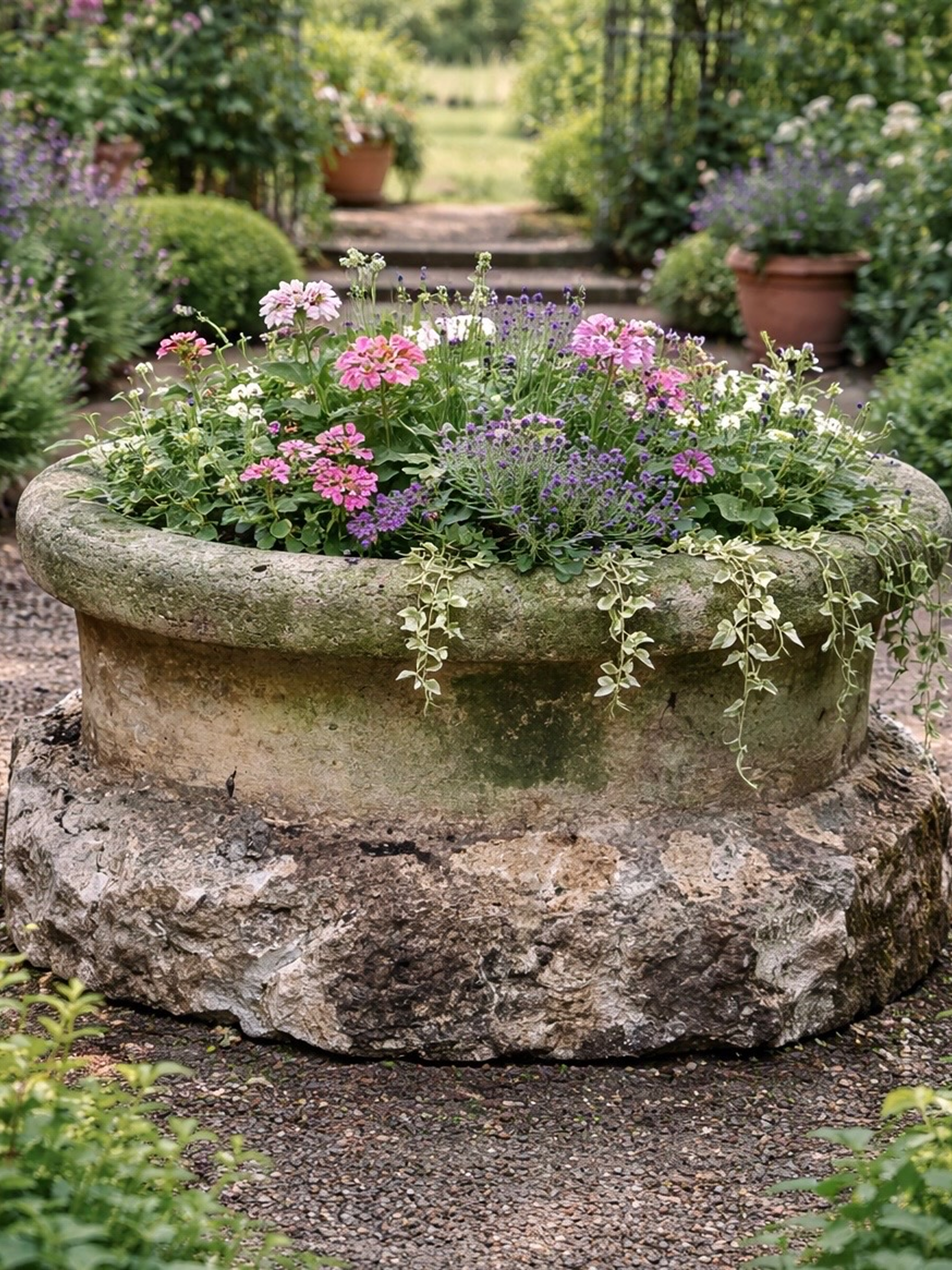Antique Stone Planter | Authentic Garden Feature | Natural Patina