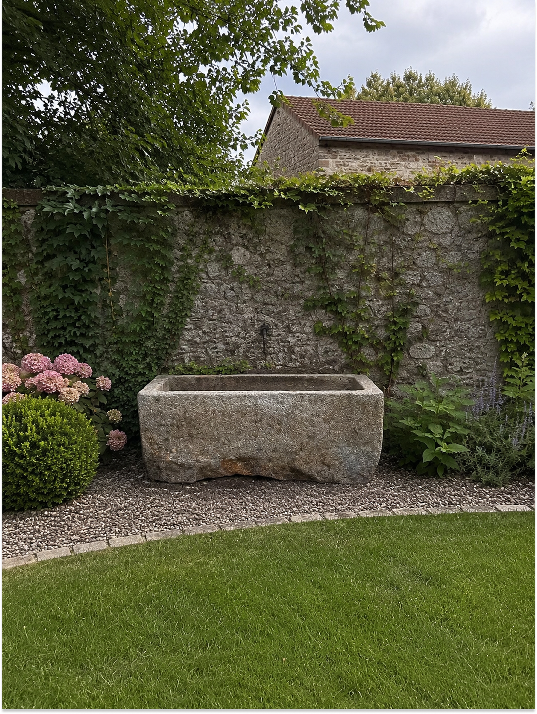 Antique Granite Trough With Timeless Character