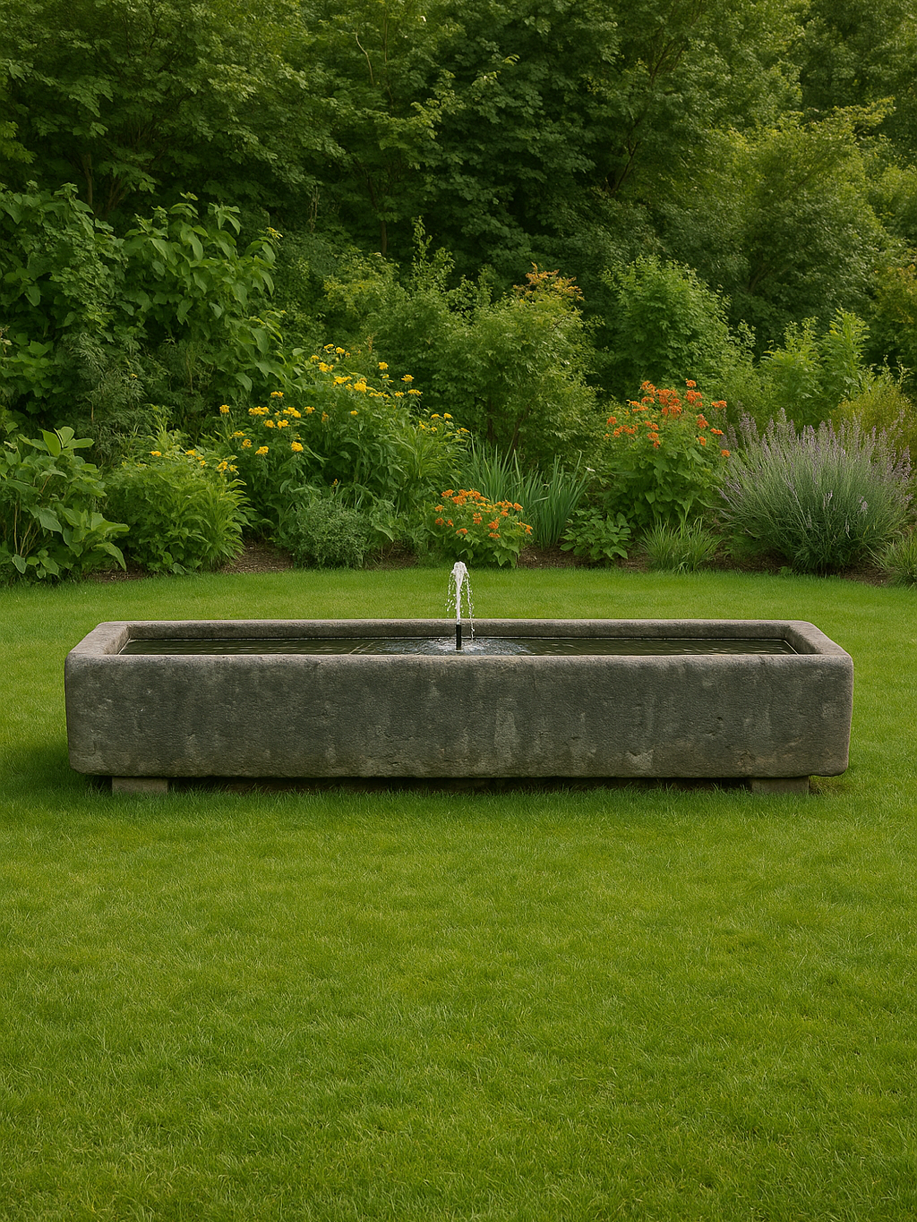 Antique Blue Stone Trough | Hand-Carved Architectural Garden Element