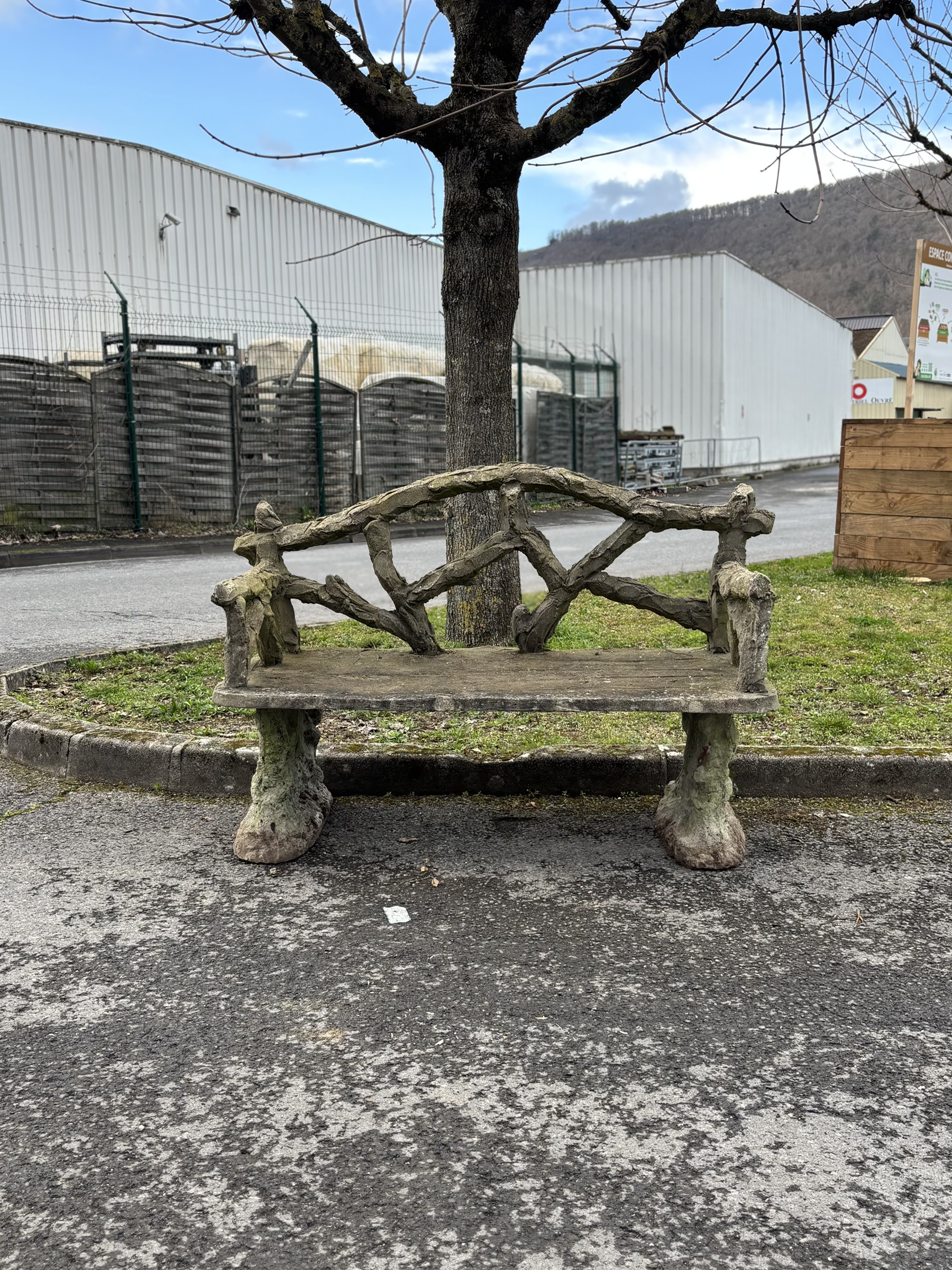 Concrete Tree Trunk Bench
