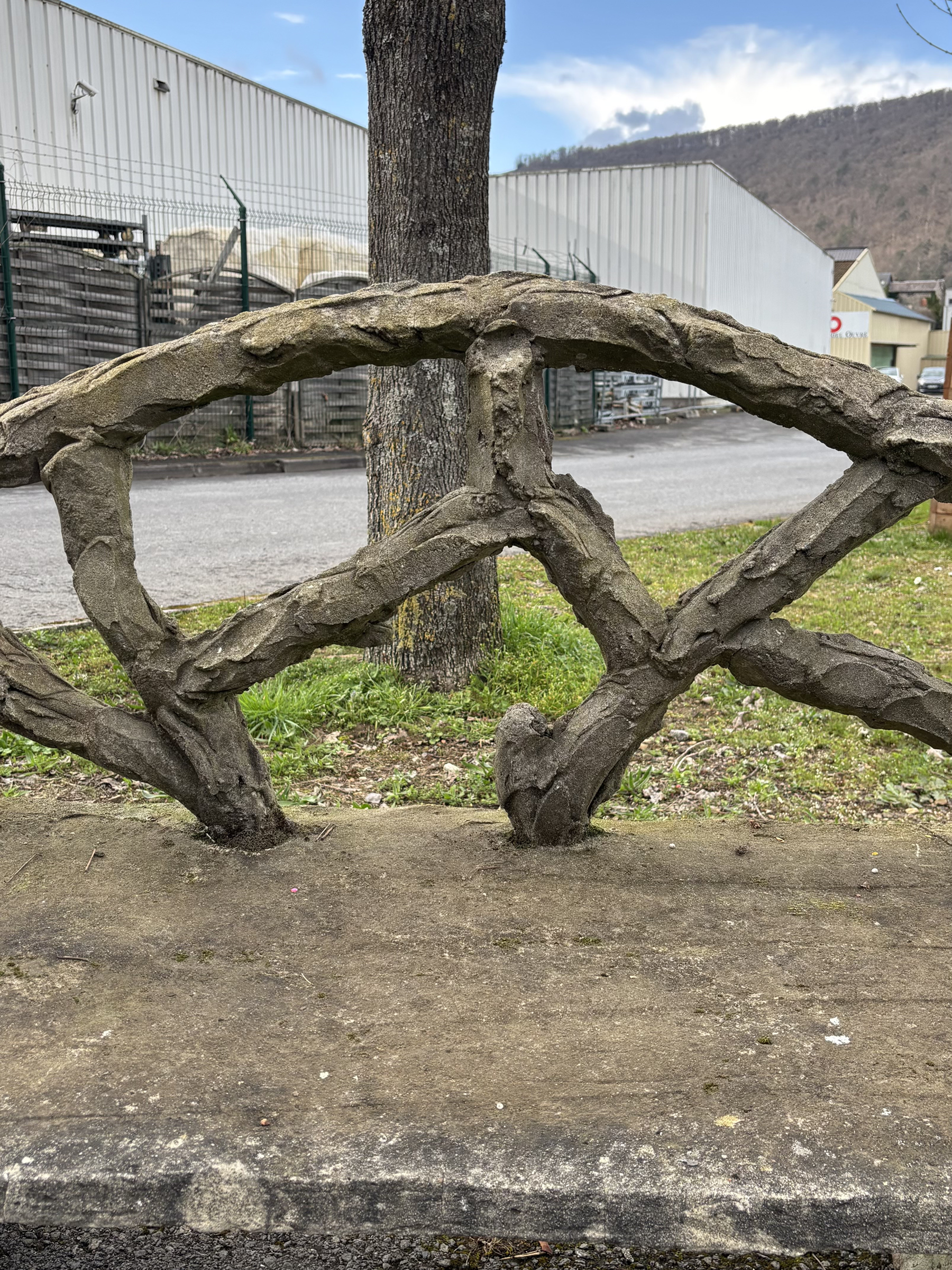 Concrete Tree Trunk Bench