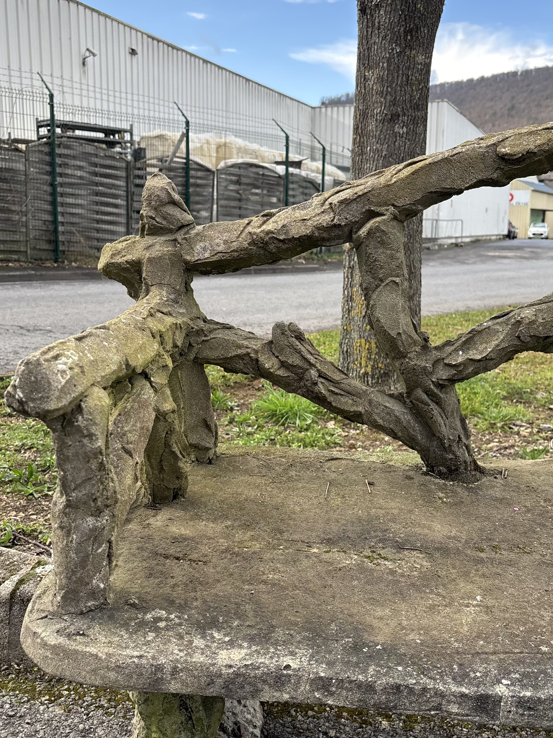Concrete Tree Trunk Bench