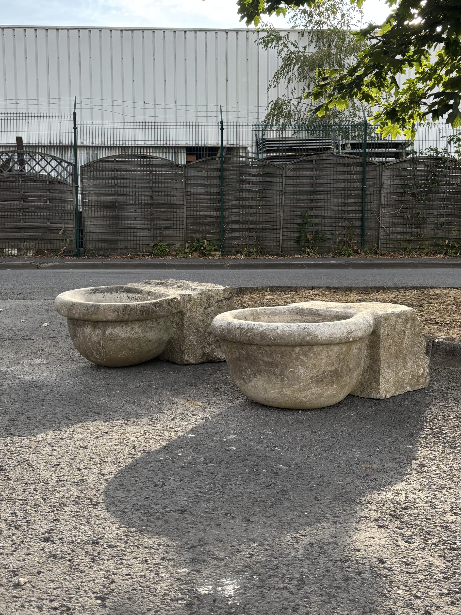 Pair of antique limestone sinks circa 18th century
