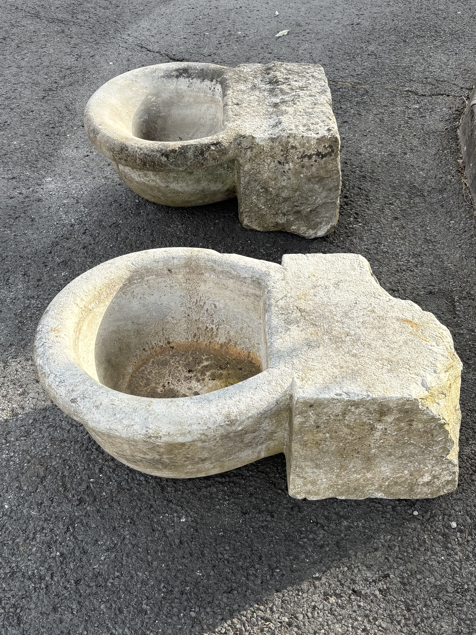 Pair of antique limestone sinks circa 18th century
