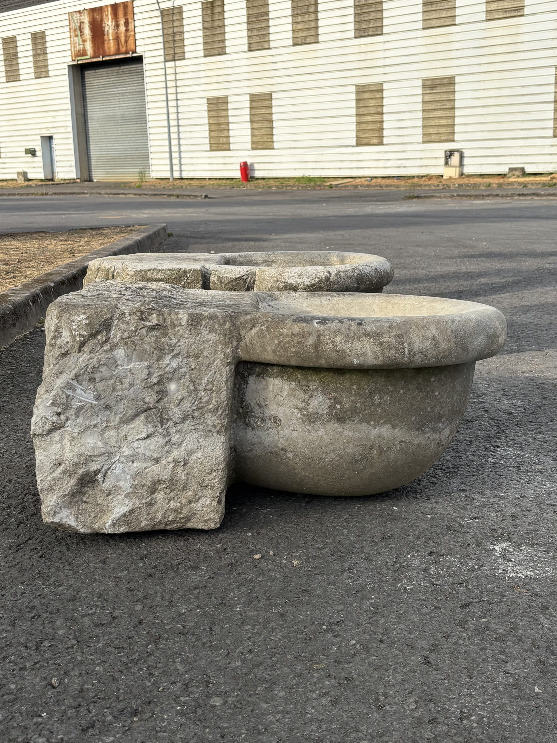 Pair of antique limestone sinks circa 18th century
