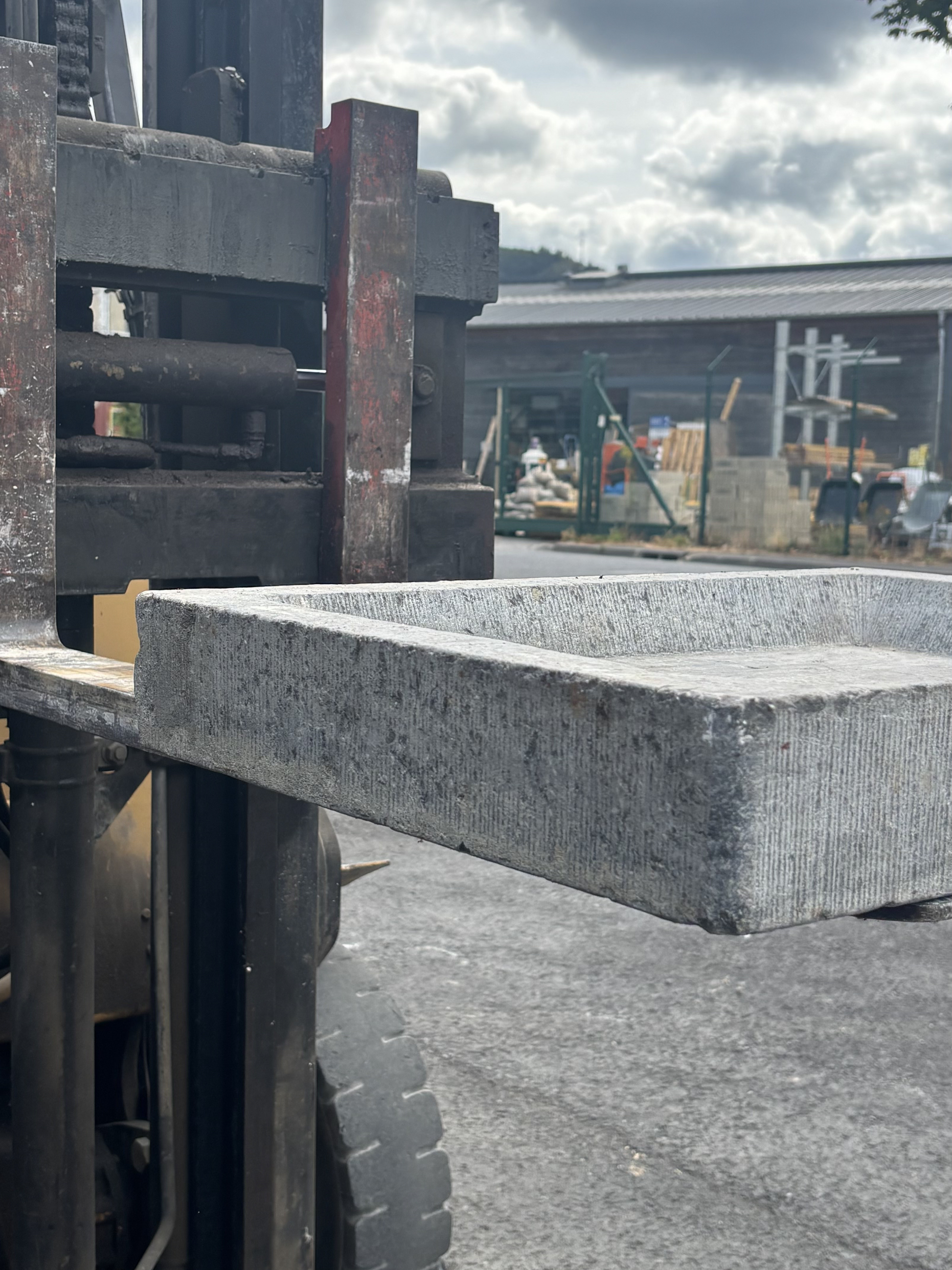 Antique Belgian bluestone sink for outdoor kitchen
