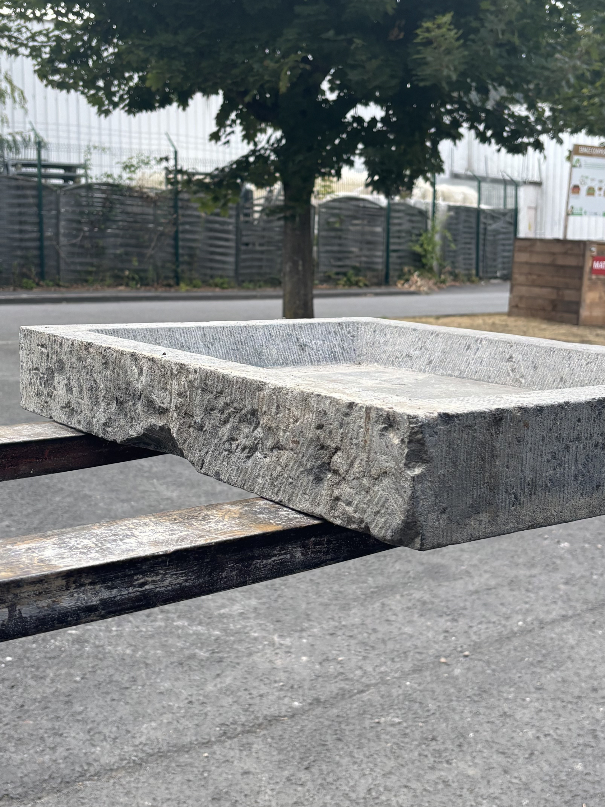 Antique Belgian bluestone sink for outdoor kitchen
