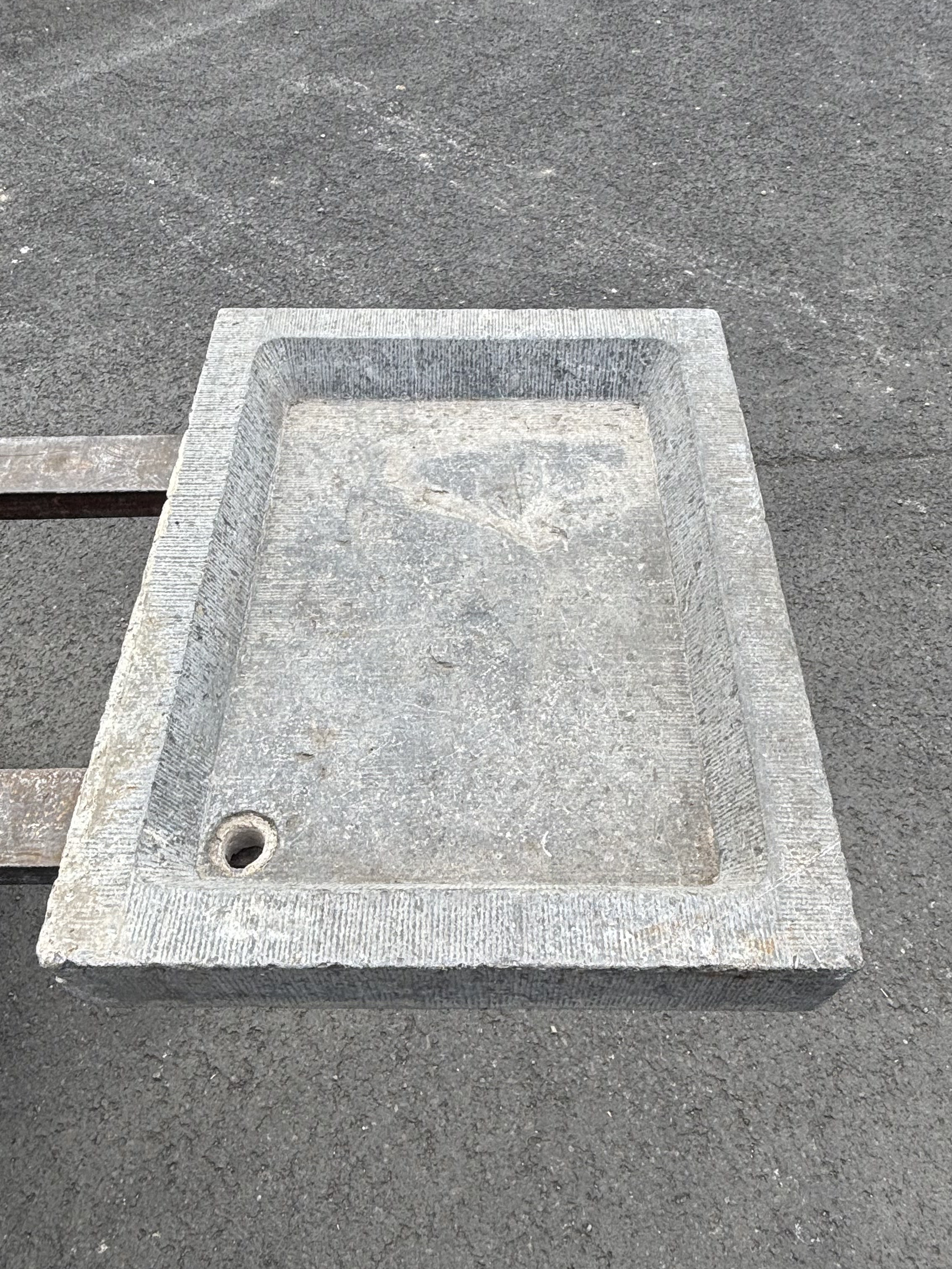 Antique Belgian bluestone sink for outdoor kitchen
