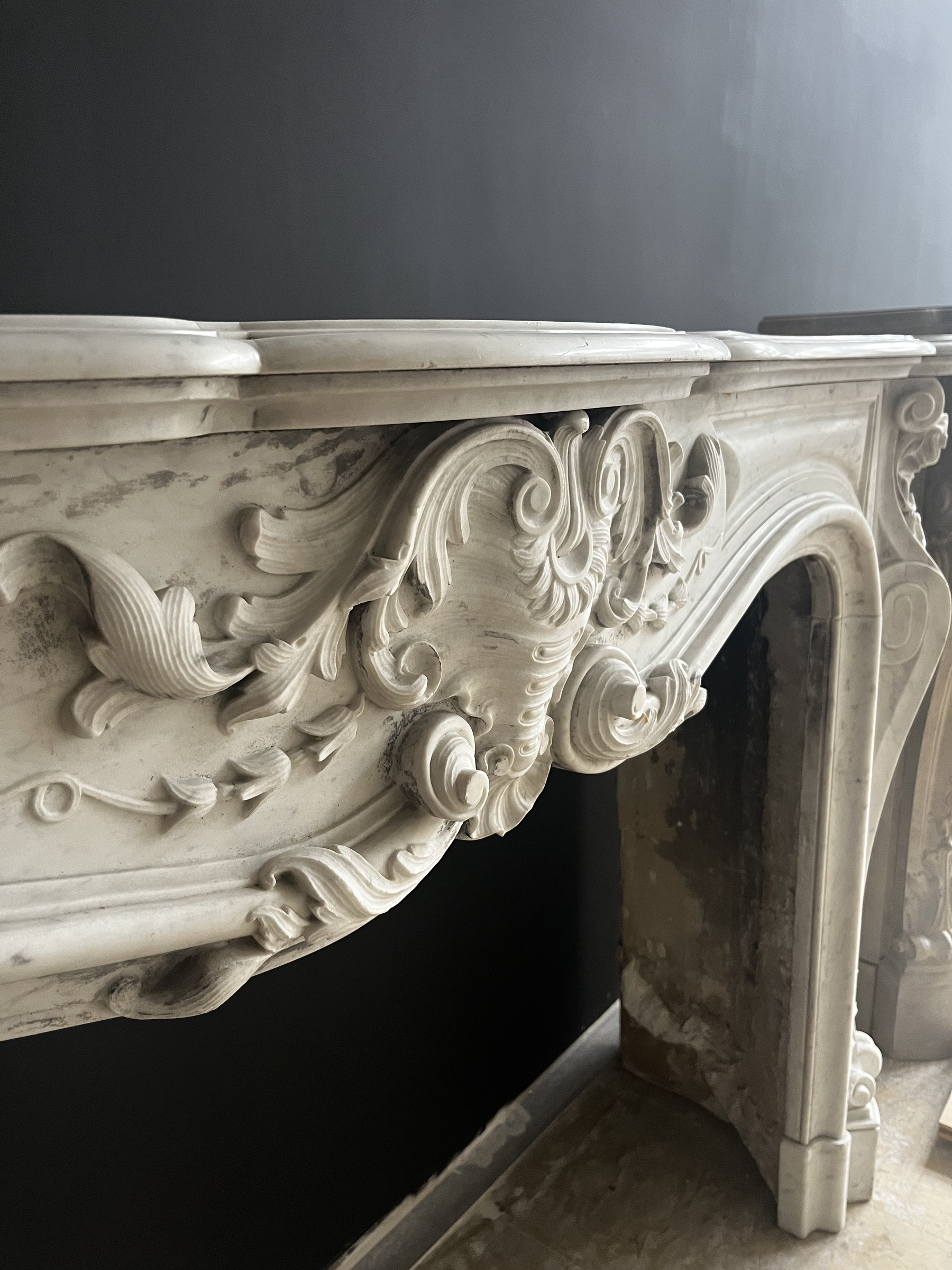 Antique White Marble Fireplace | Louis XV Style