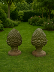 Pair of Antique Cast Iron Pinecone Finials | Architectural Garden Elements