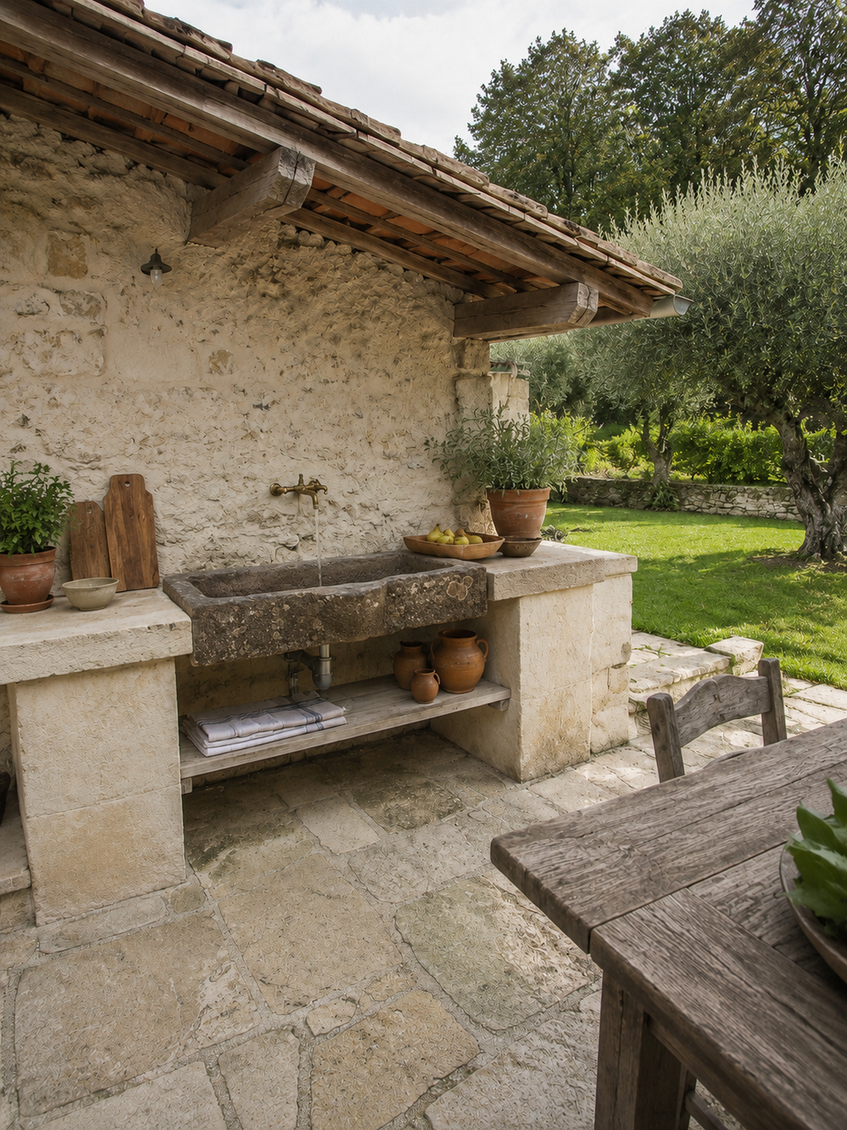 Antique Jura sandstone sink circa 18th century