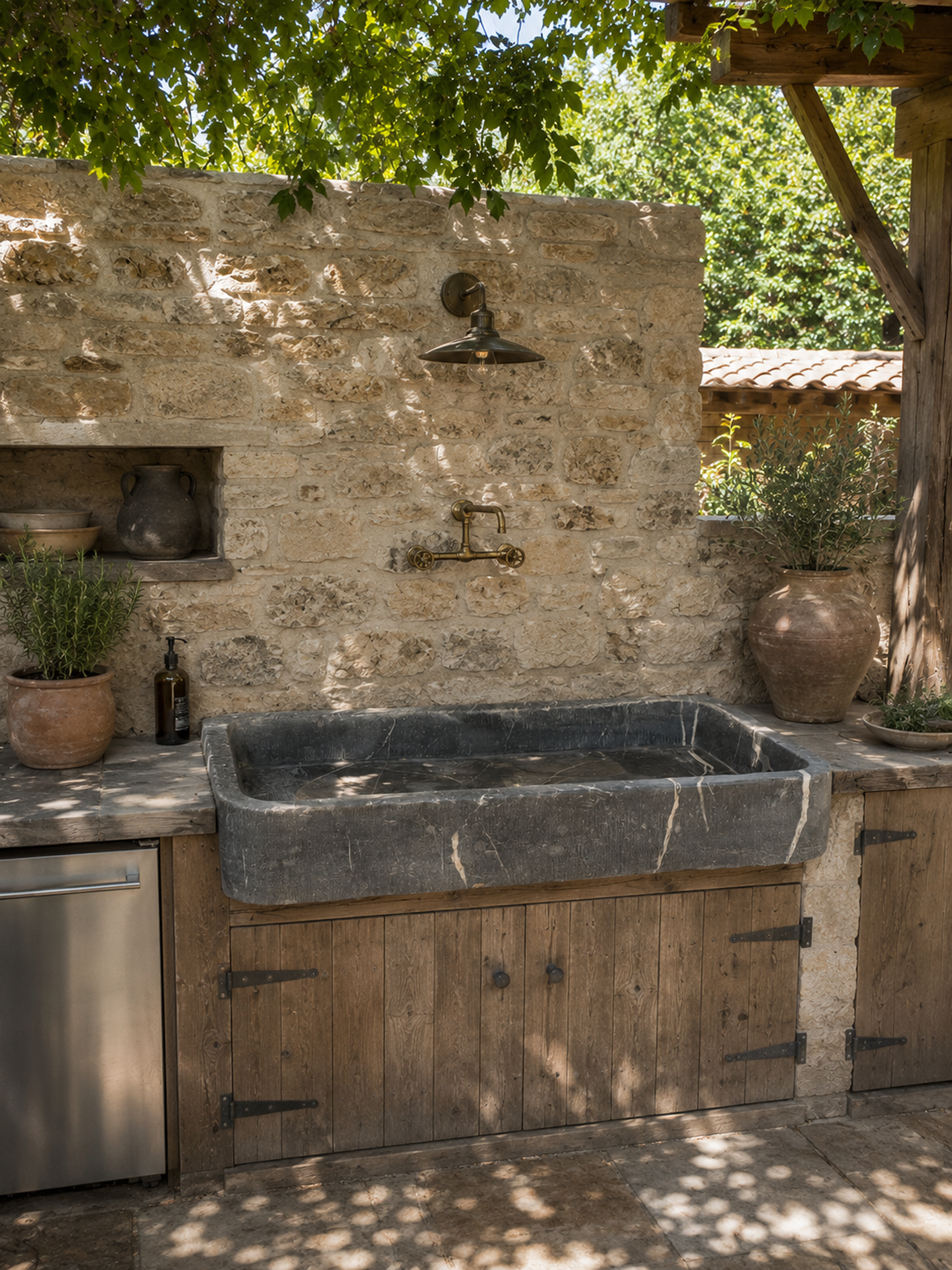 18th century Belgian bluestone sink
