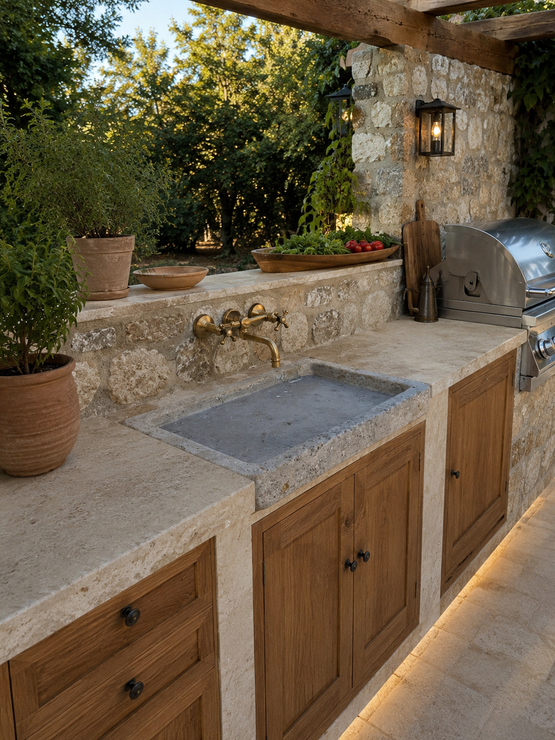 18th century stone sink for outdoor kitchen
