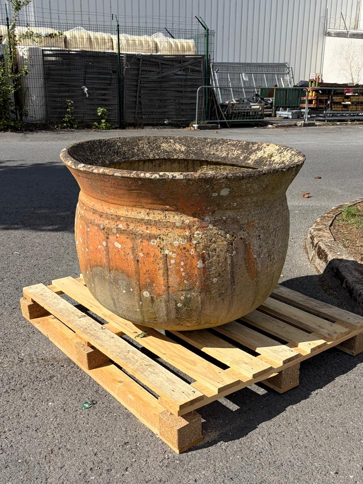 antique French terracotta garden pot with natural patina