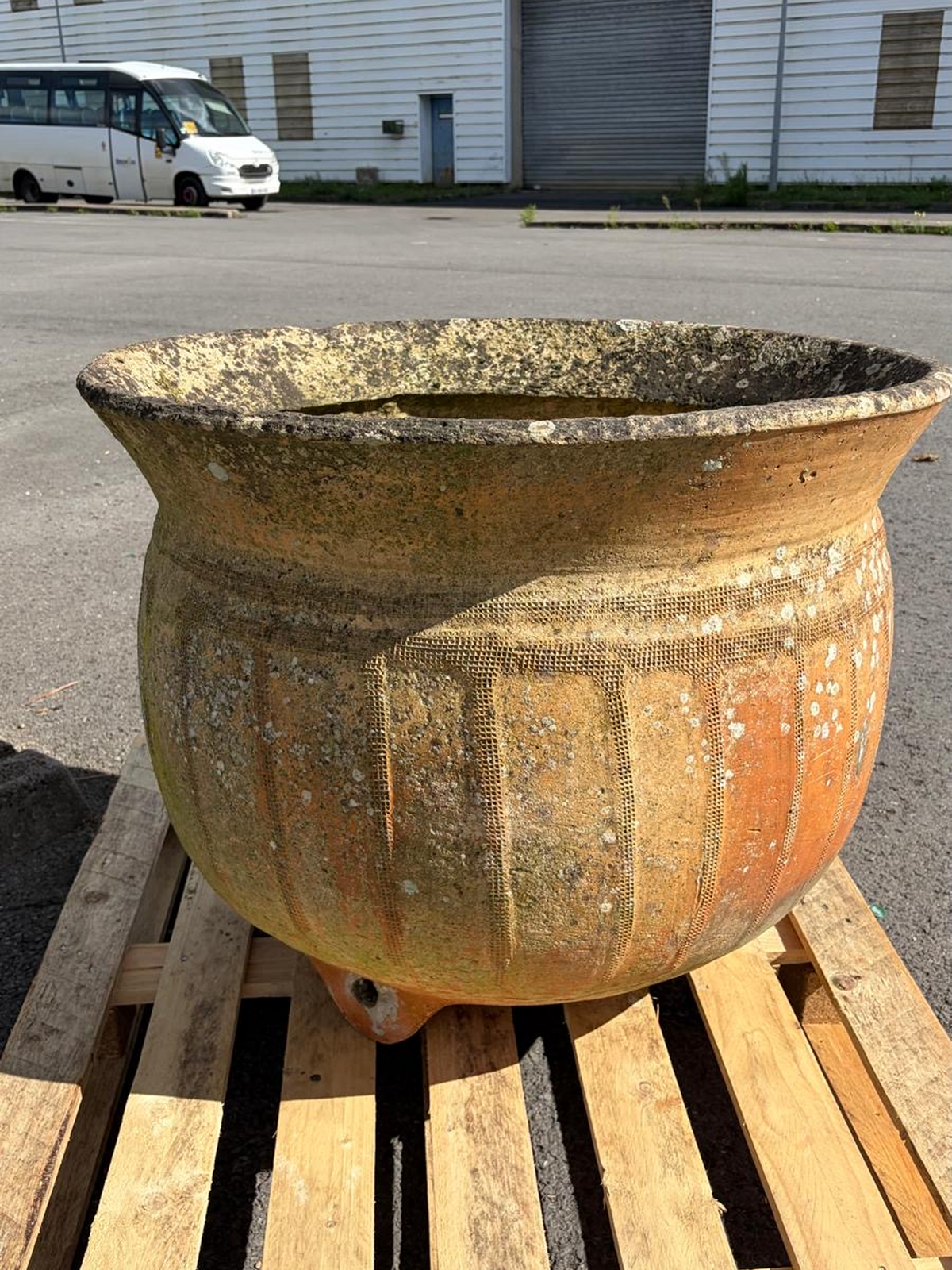 antique French terracotta garden pot with natural patina