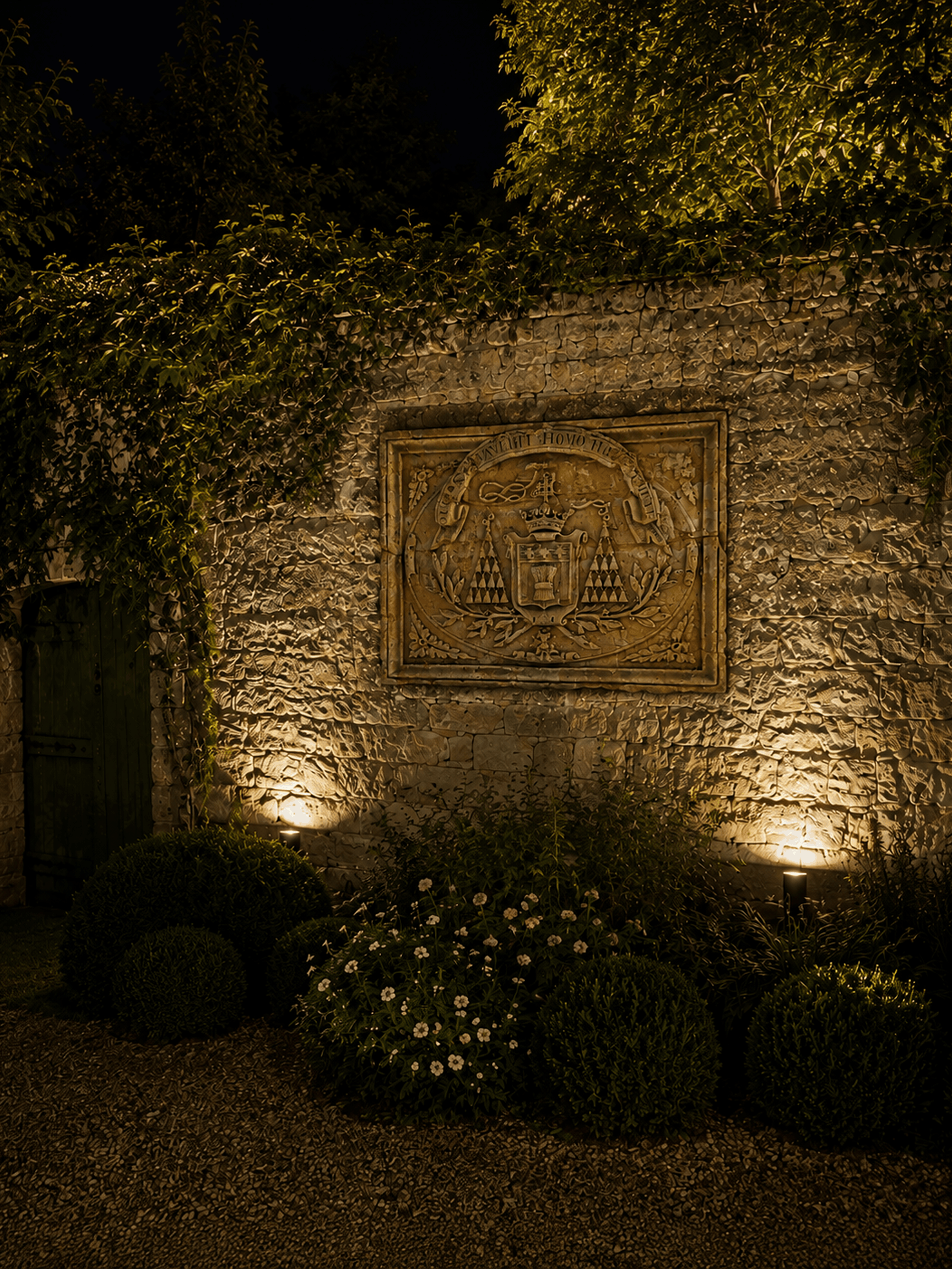 Carved limestone heraldic bas relief from France
