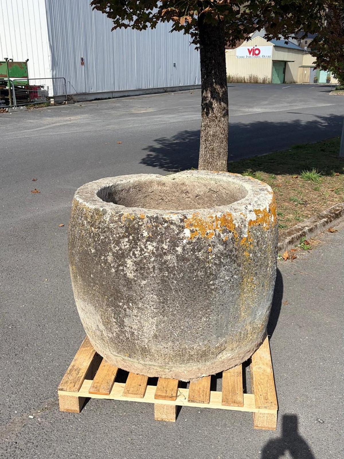 18th century antique limestone garden planter