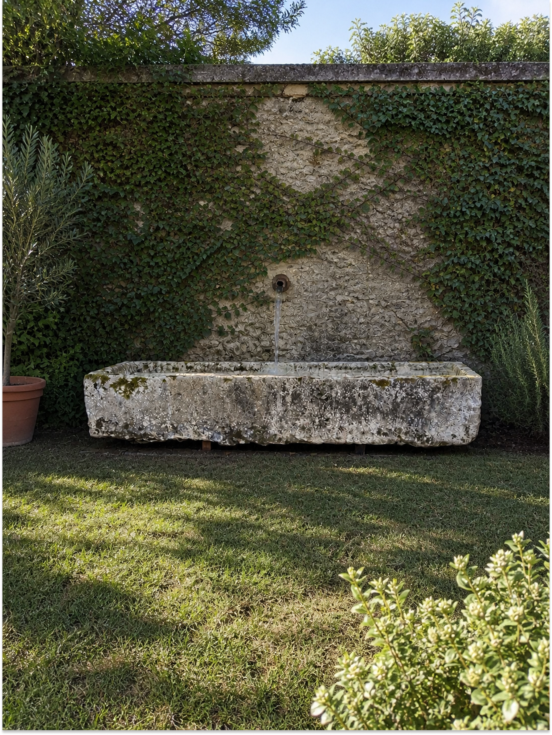 Large Antique Natural Stone Trough