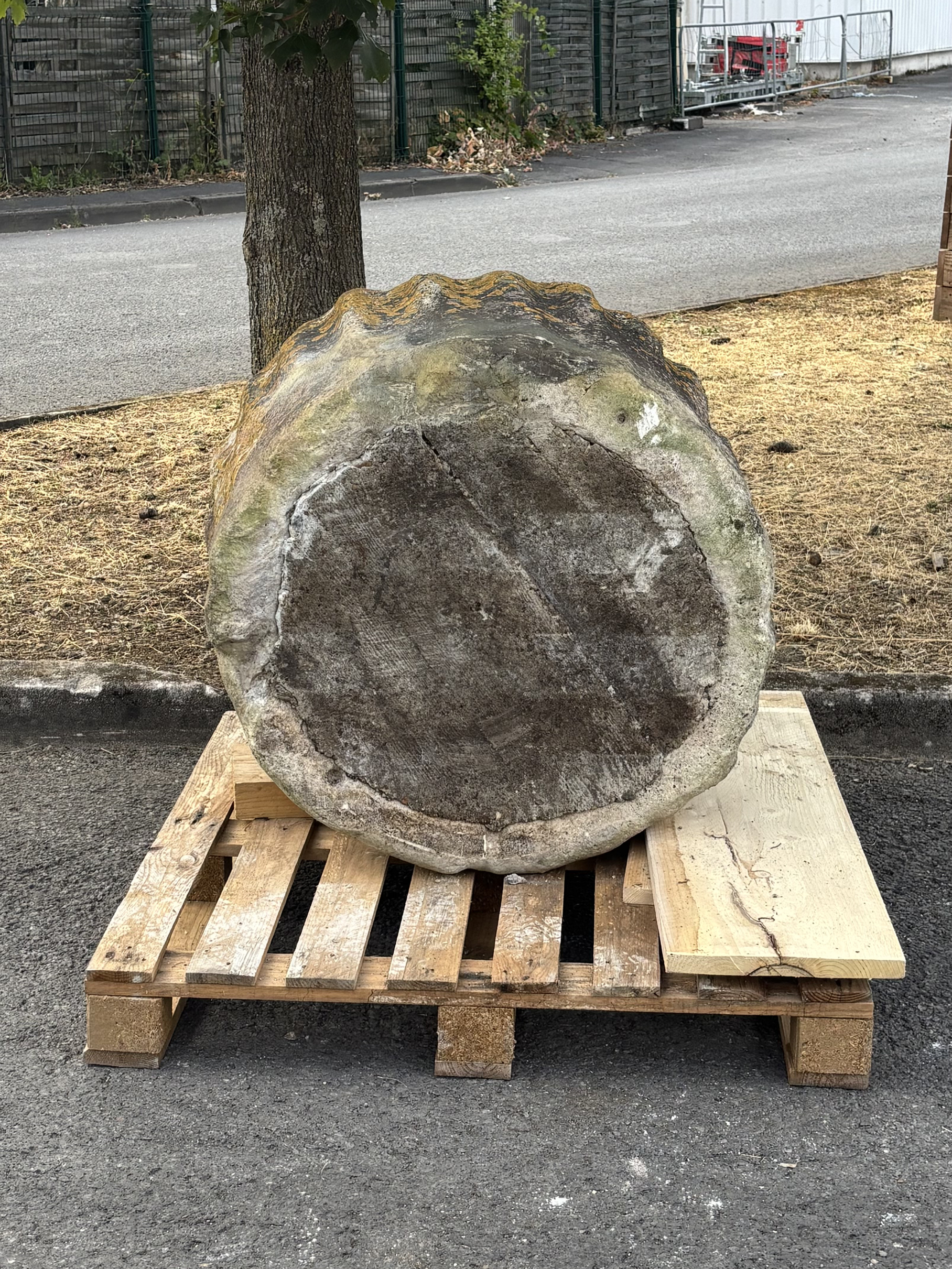 Antique limestone trough with natural patina
