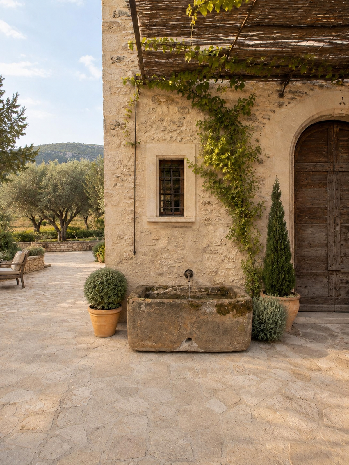 antique French sandstone garden trough circa 18th century